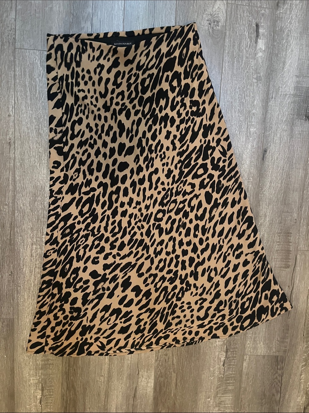 Bias Cut Leopard Print Midi Skirt